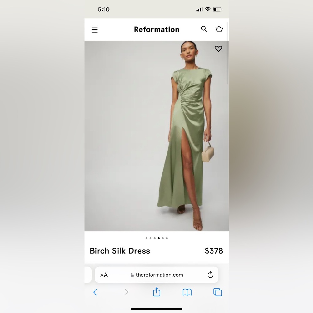 Brand new Reformation Birch Silk Dress